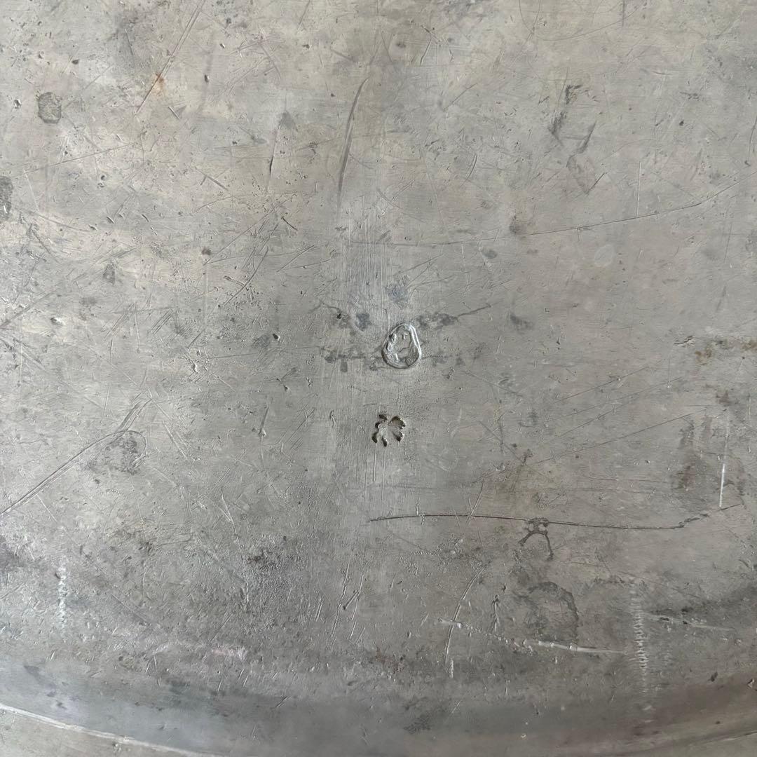 アンティーク ピューターオーバルプレート フランス 花リム