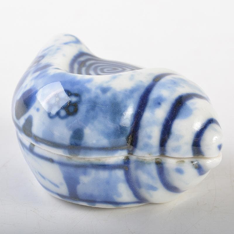 茶道具　平安　竹泉造　倣青華磁　貝香合　共箱　M　R7314