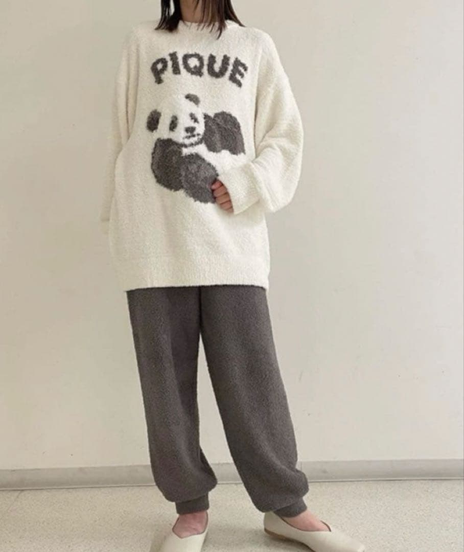 新品✨ジェラートピケ パンダジャガードプルオーバー&さがらロングパンツ セット