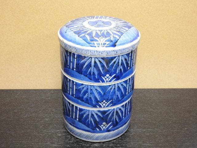 伊万里染付丸三段重MA319