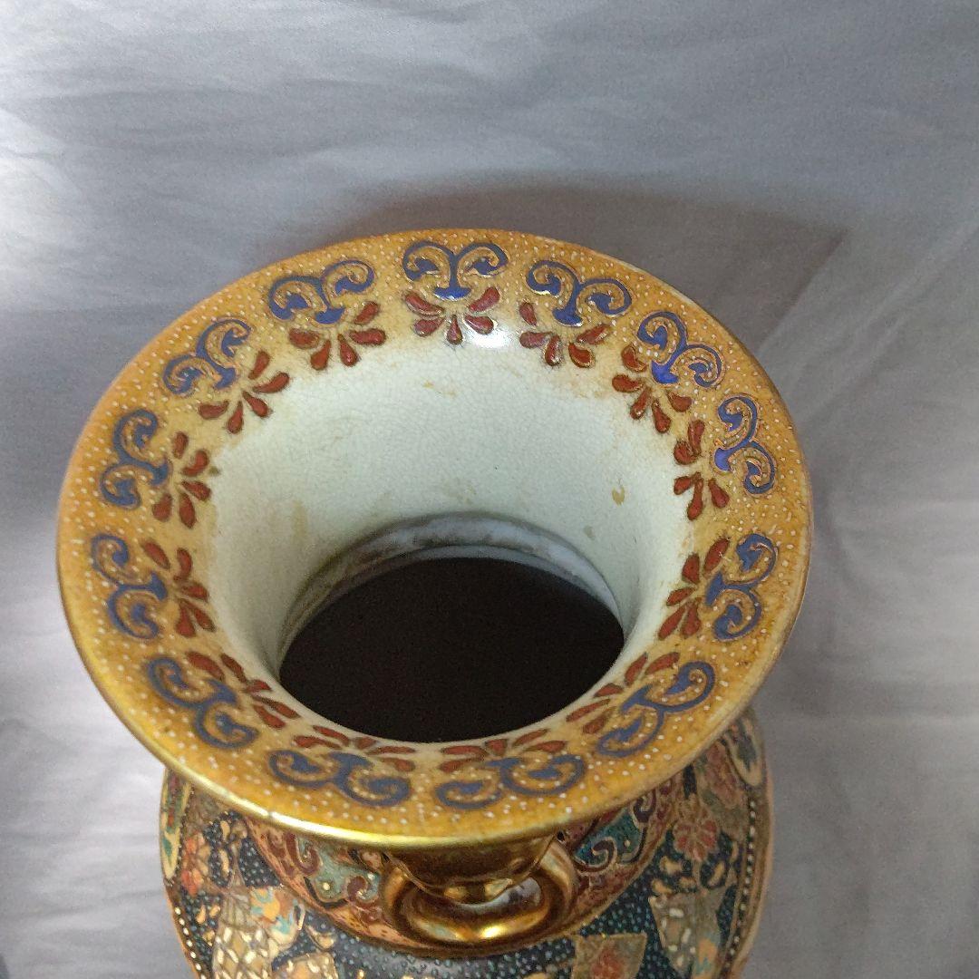 薩摩焼 武者芸者文花瓶 36cm