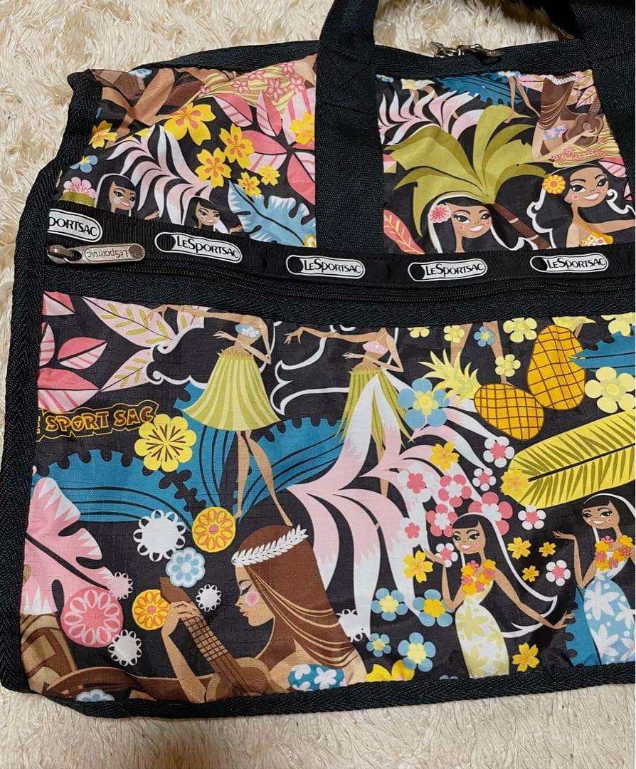 【美品】レスポートサック　ハワイ限定ワヒネフラ柄　ラージウィークエンダー