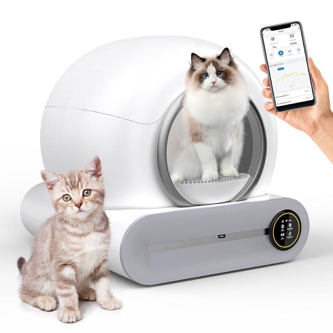 全自動猫トイレ 大容量65L 自動清掃 スマホ管理 アプリ 消臭除菌 Wi-Fi