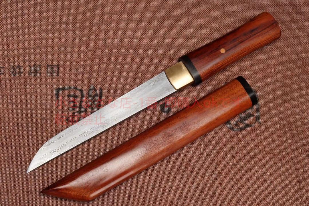 8インチ新型酸枝木模様鋼短刀小刀  古兵器 刀装具 日本刀 模造刀 居合刀