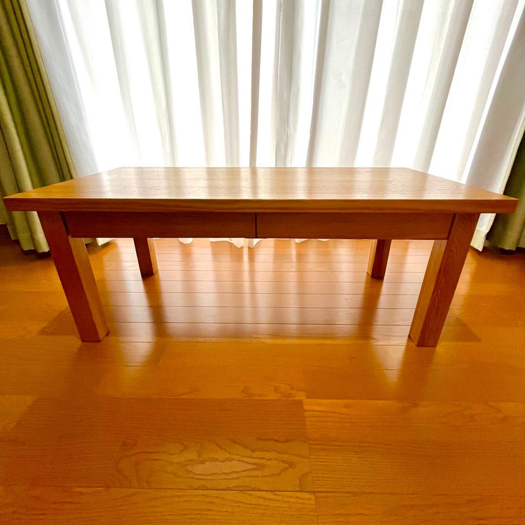 【取り置き中（mie様）】無印良品　オーク ローテーブル 引き出し付き