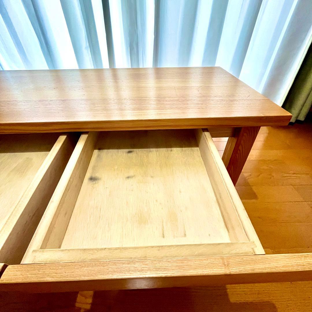 【取り置き中（mie様）】無印良品　オーク ローテーブル 引き出し付き