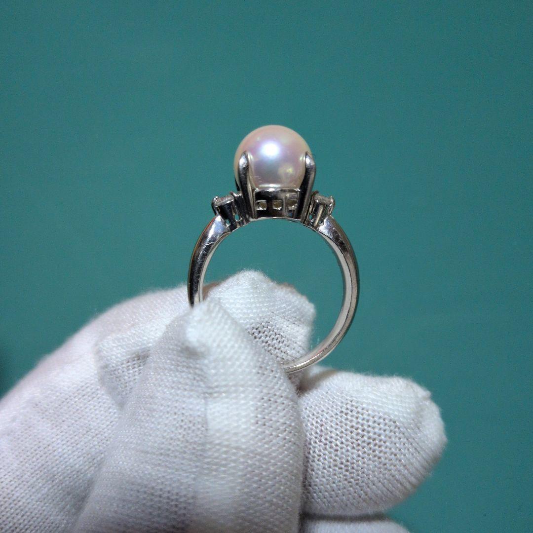 プラチナ　パール　ダイヤ　リング　Pt900 9㎜ 11号　刻印あり　真珠　指輪