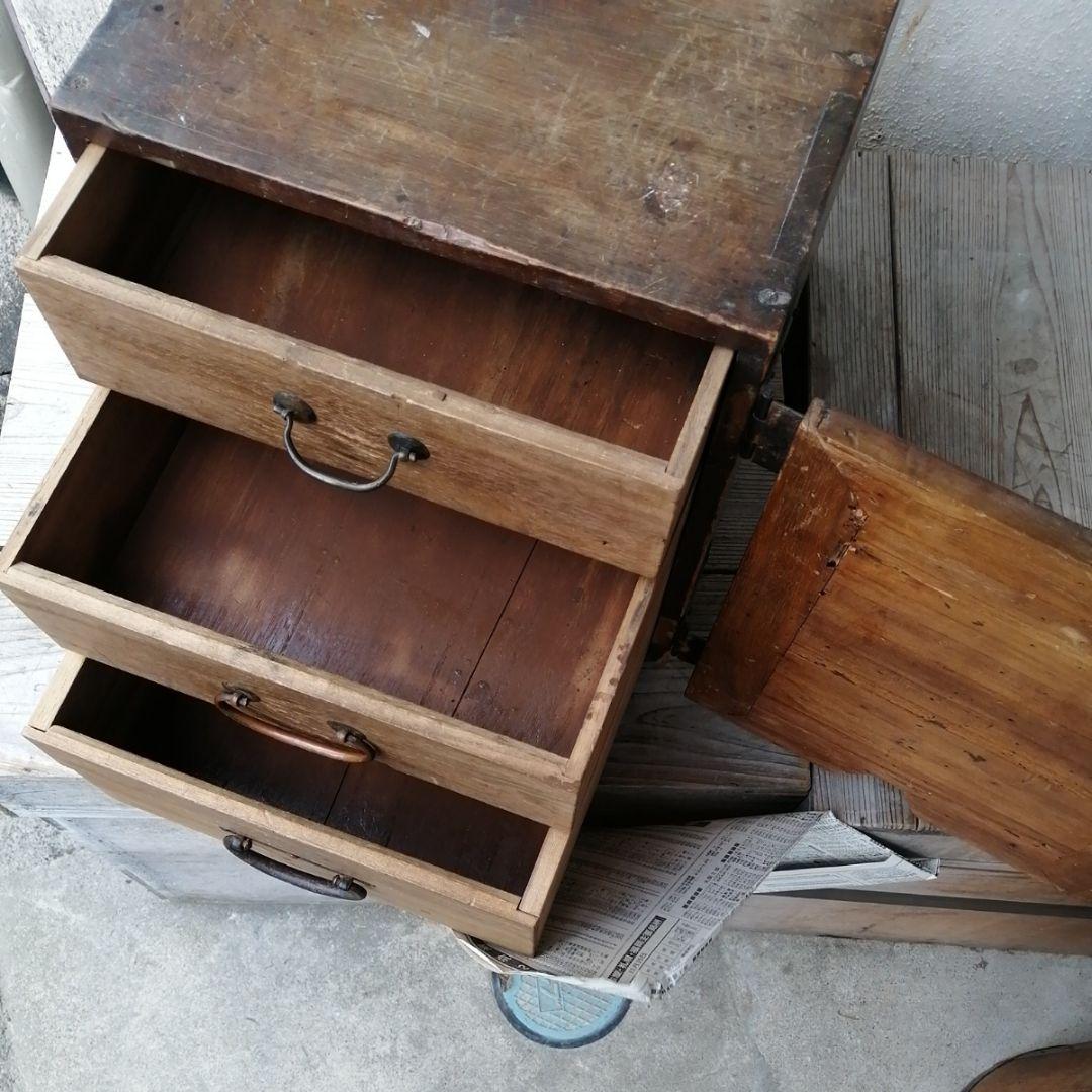 骨董　時代箪笥　船箪笥　手提げ金庫　木製　金具　アンティーク