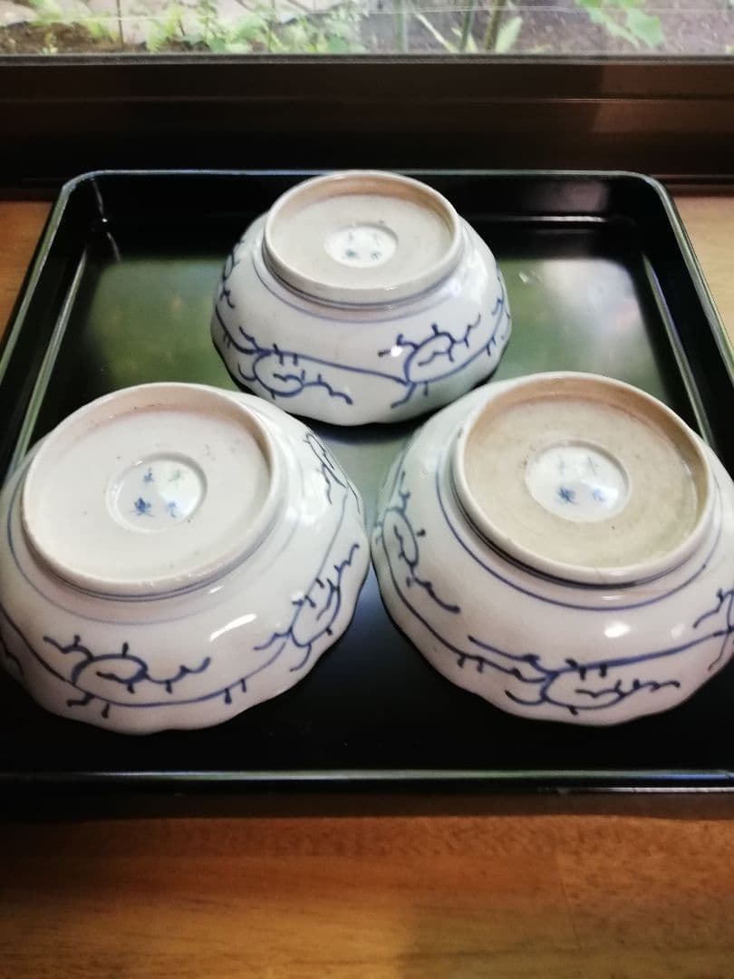 江戸中期～後期(古伊万里)みじん唐草3枚