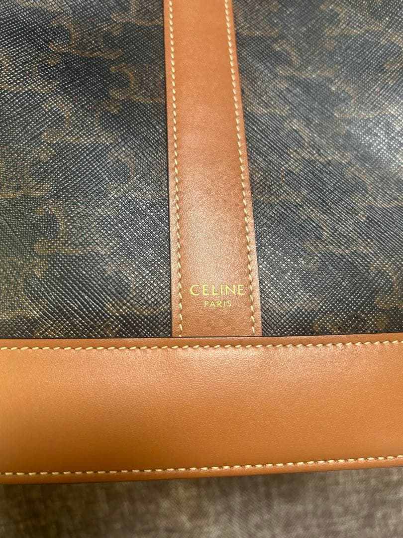 CELINE スモール バケット トリオンフ　キャンバス＆カーフスキン　タン