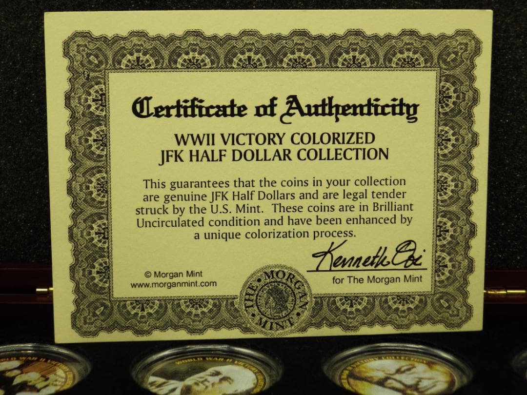 フランクリンミント 第二次世界大戦勝利記念カラーJFKハーフダラー