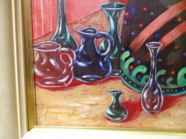 希少 ビンテージ 真作 野田龍二 占い 直筆サイン 椿近代画廊 絵画 油絵当時物