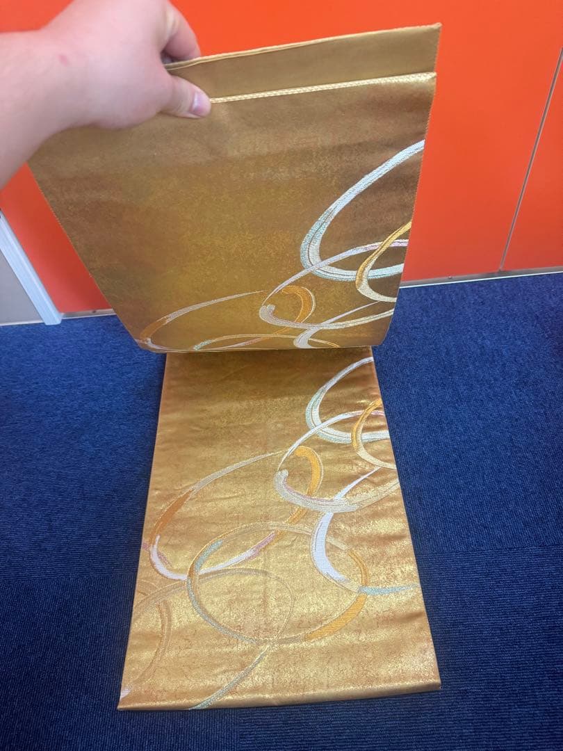 2677袋帯 古代彫金紋 西陣織 金糸　高級上質上品　約440cm 未使用