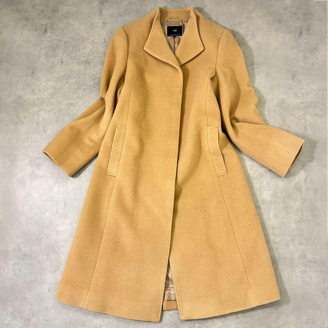【23区】アンゴラ混 キャメル系ロングコート 36 / S相当