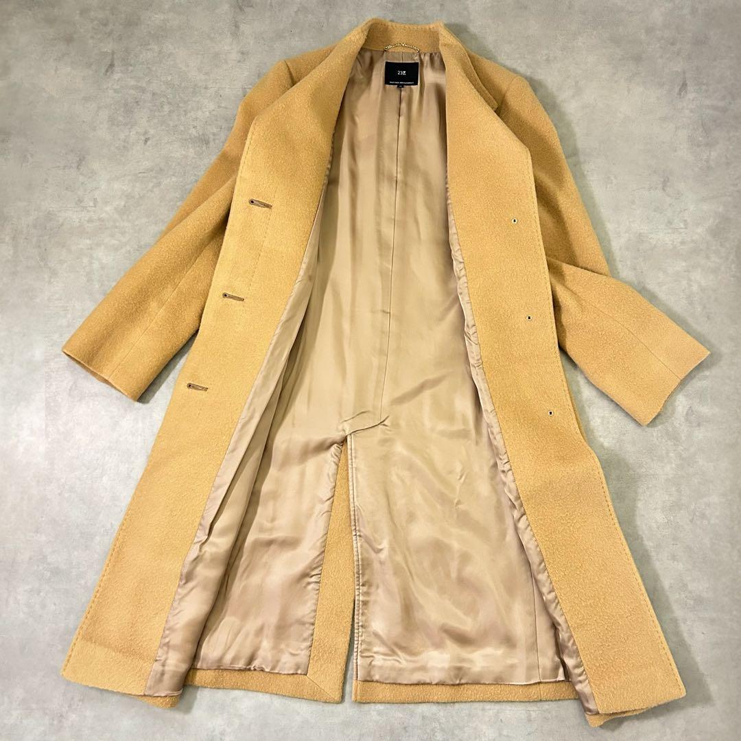 【23区】アンゴラ混 キャメル系ロングコート 36 / S相当