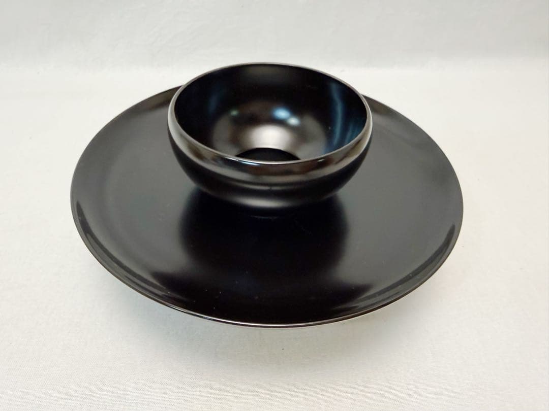 ほぼ未使用 茶道具 木製黒真塗 天目台 茶道具 欅 貴人台 2点 セット 元箱