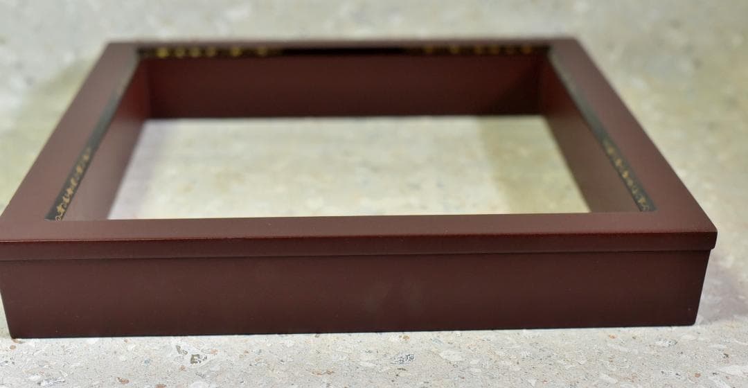 値下げ、豊悦作　真塗唐松模様炉縁　囲炉裏/お茶道具