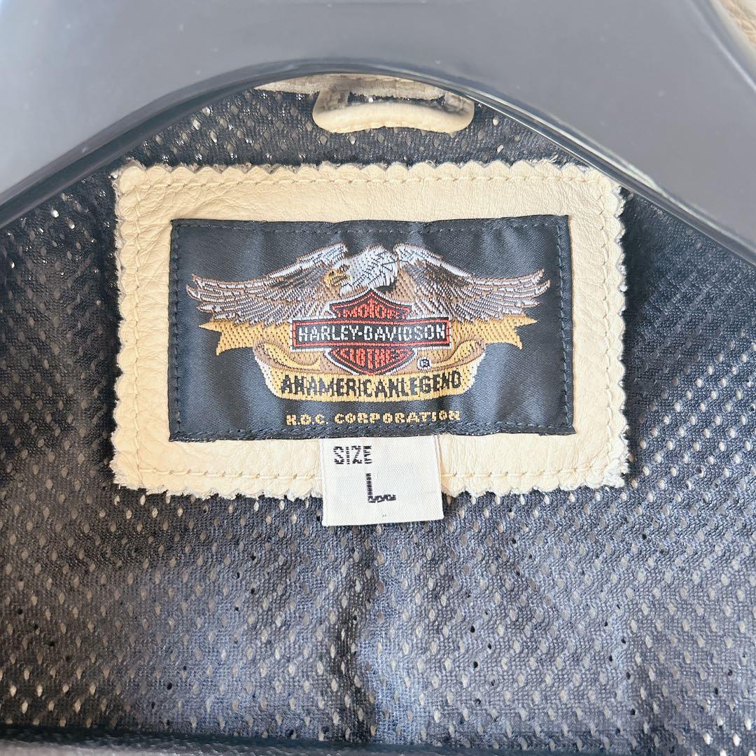 美品 ハーレーダビッドソン レザージャケット シングルライダース パンチング L