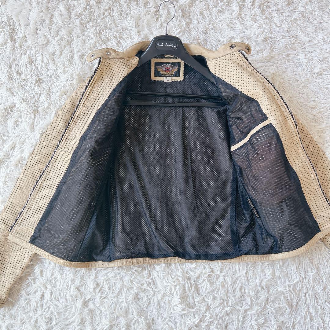 美品 ハーレーダビッドソン レザージャケット シングルライダース パンチング L