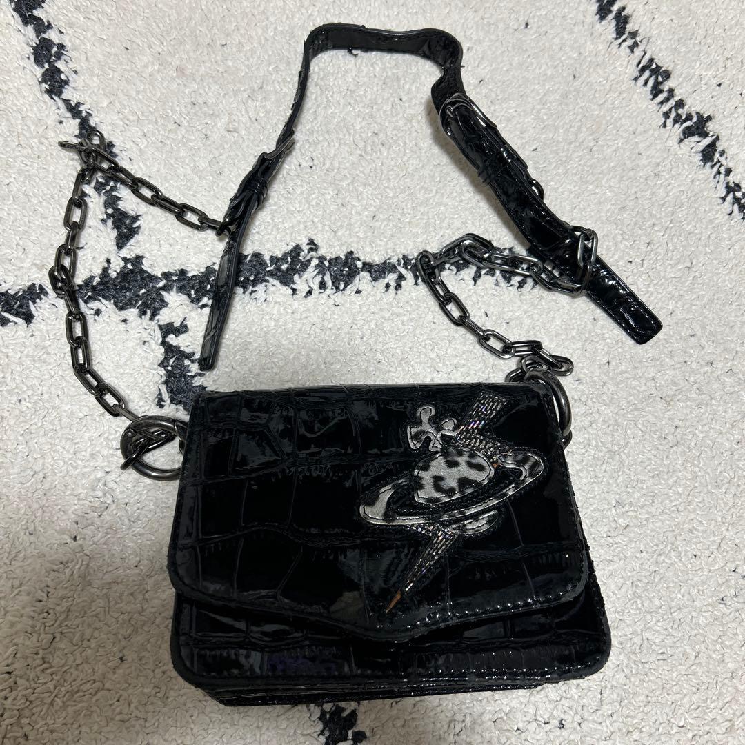 廃盤 ヴィヴィアンウエストウッド 黒 クロコ型 ショルダーバッグ y2k