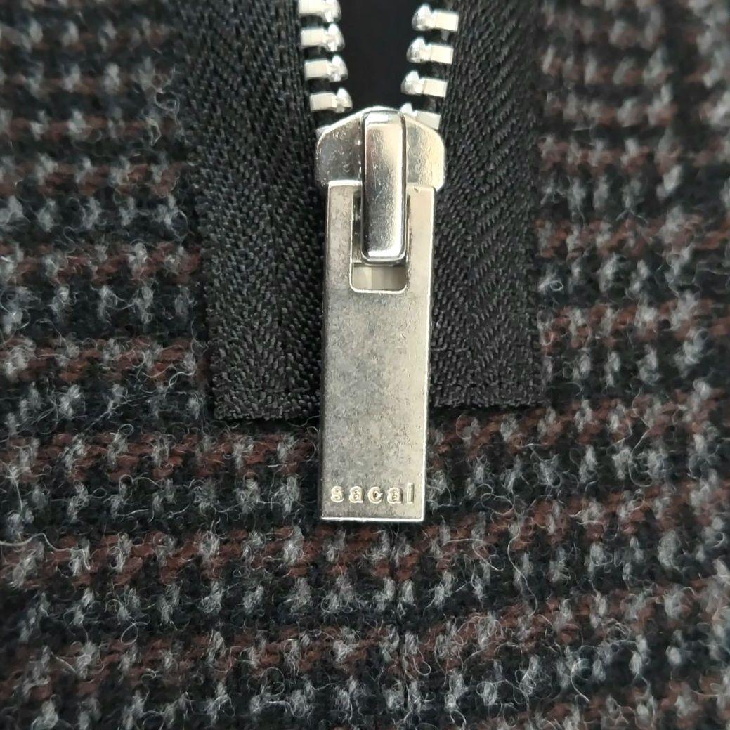 Sacai サカイ ウール　アシンメトリースカート グレンチェック　３