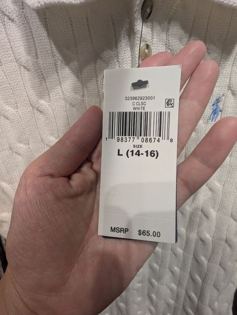 レディースPolo Ralph Lauren ホワイトニットポロシャツ Lサイズ