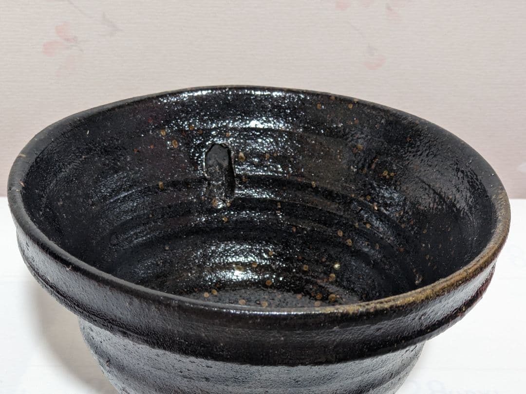 ♦片口抹茶碗 茶道具 片口酒器 ぐい呑み 窯元不明 未使用品 秀作な作家物