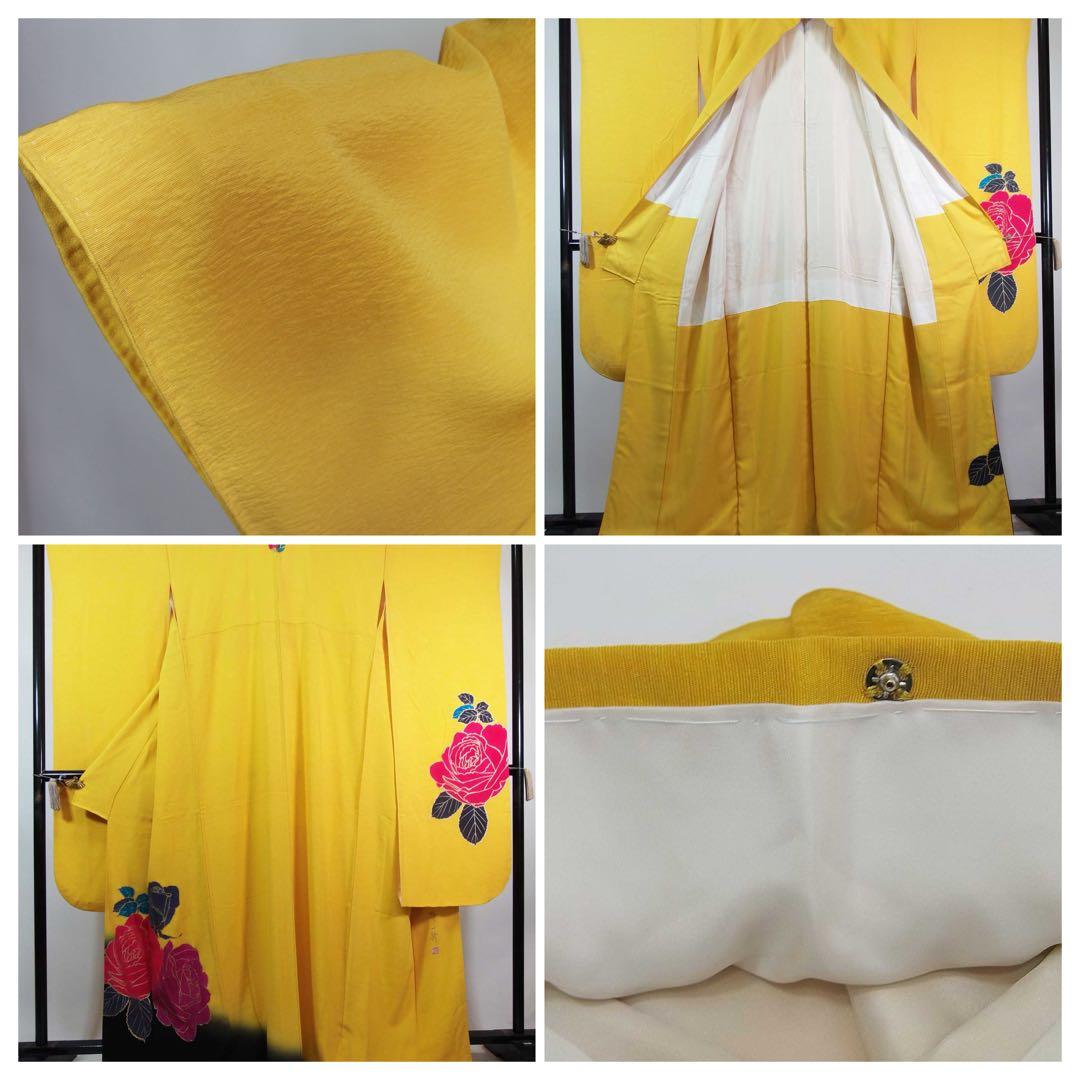 作家物・草野一騎　薔薇咲き誇る振袖×大胆アート構図／イエロー地×華麗モダンな名品