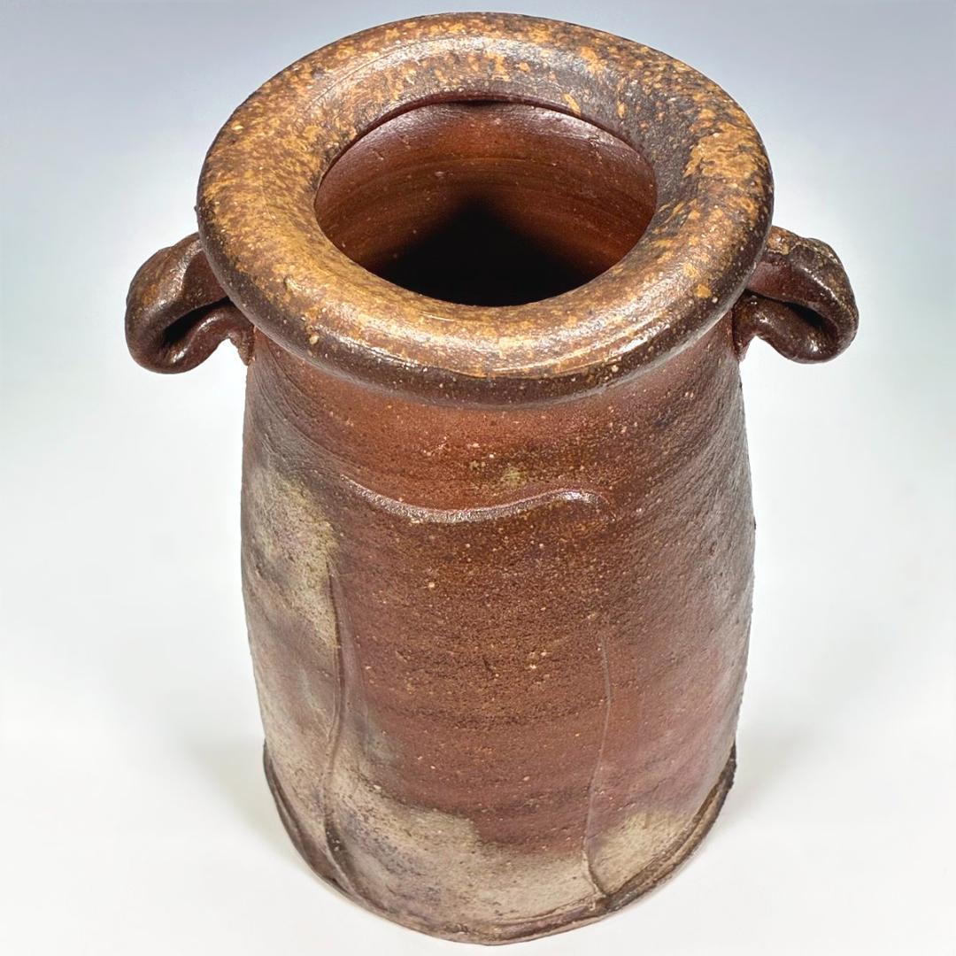 ■備前焼 斉藤隆 作 花入 共箱あり 師：伊勢崎淳