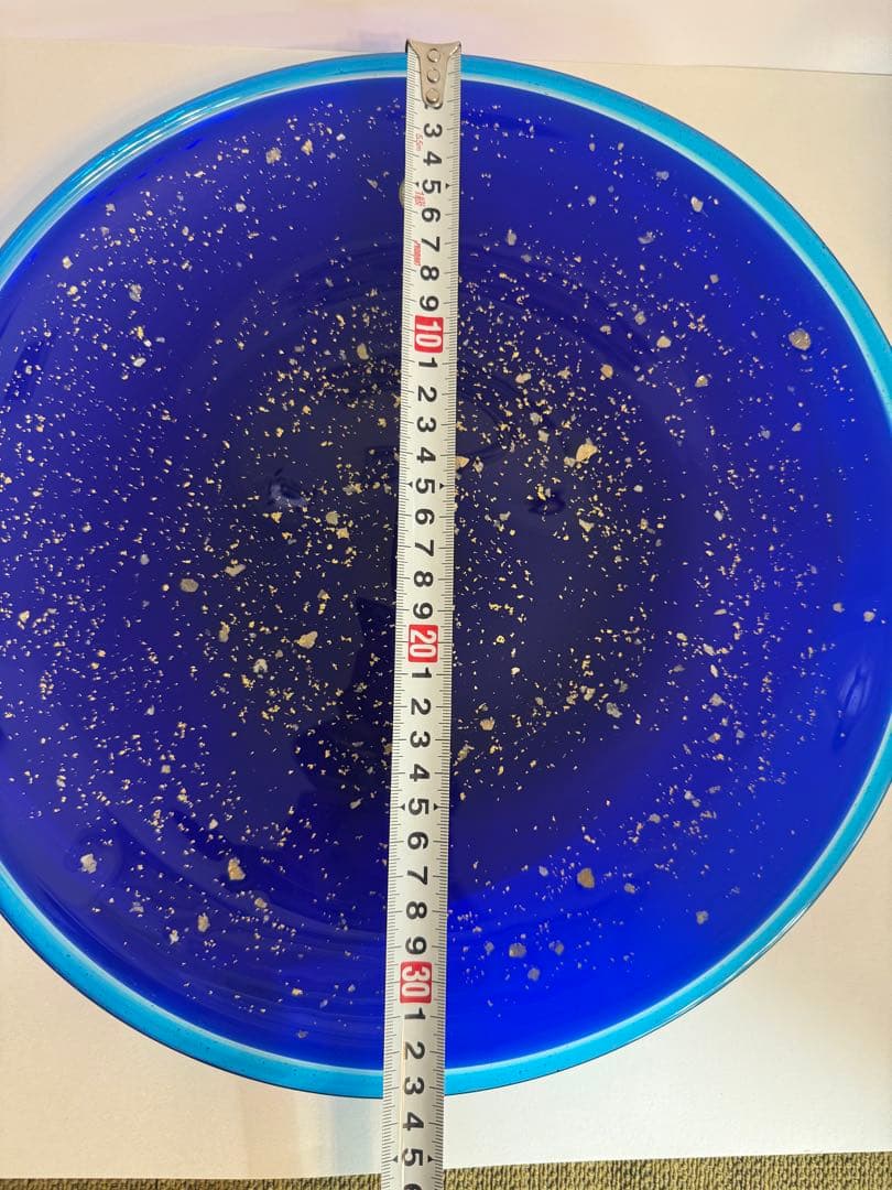 末吉清一　大皿　琉球ガラス　金箔