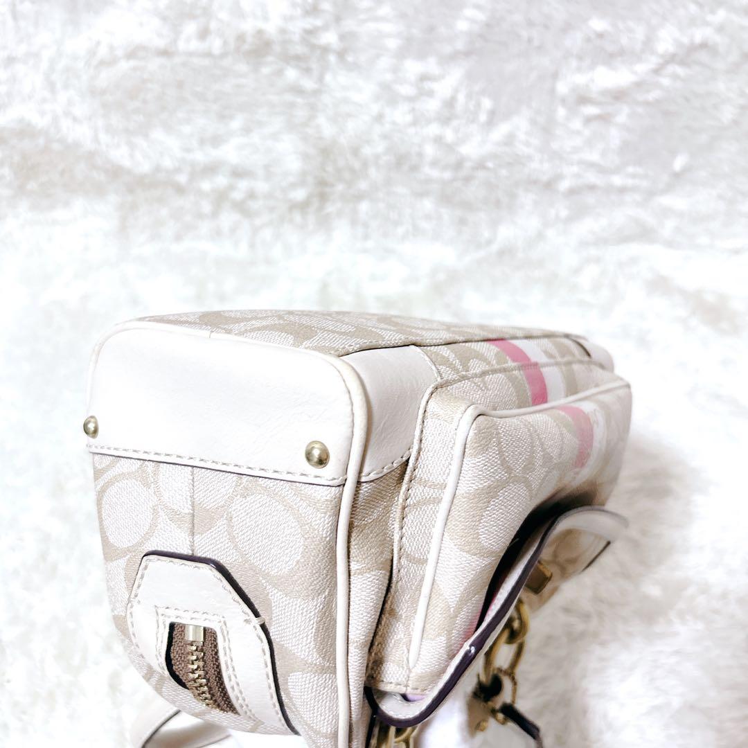 COACH コーチ　ヘリテージ ストライプ スモール ドームド ハンドバッグ