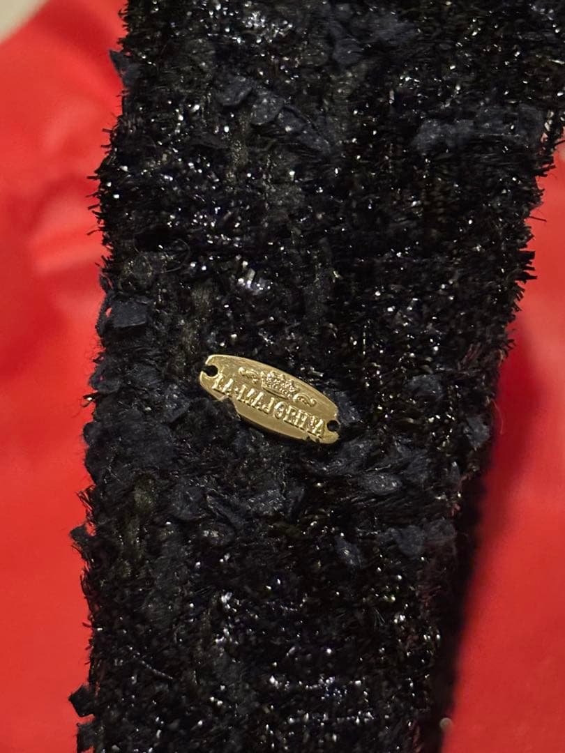 未使用 ラ マジョリーナ 大人のカチューシャ ヘアバンド ブラックラメ ツイード