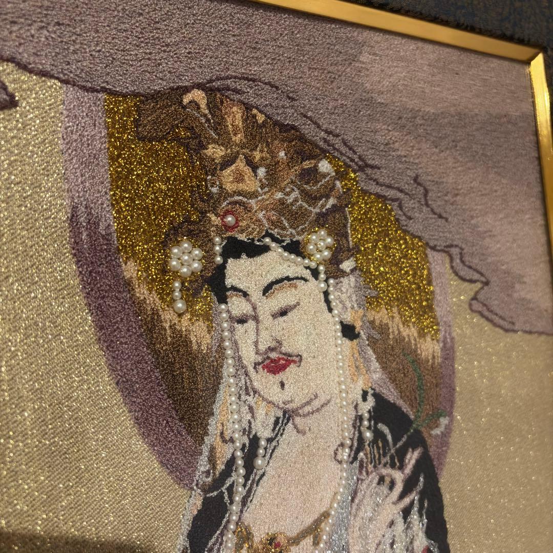 文化刺繍 慈母観音図 着色絹本 仏画 仏教美術 悲母観音 刺繍画 刺繍アート
