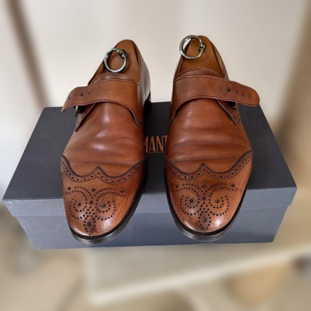 エドワードグリーン　ウィングチップモンクストラップシューズ　ブラウン６D