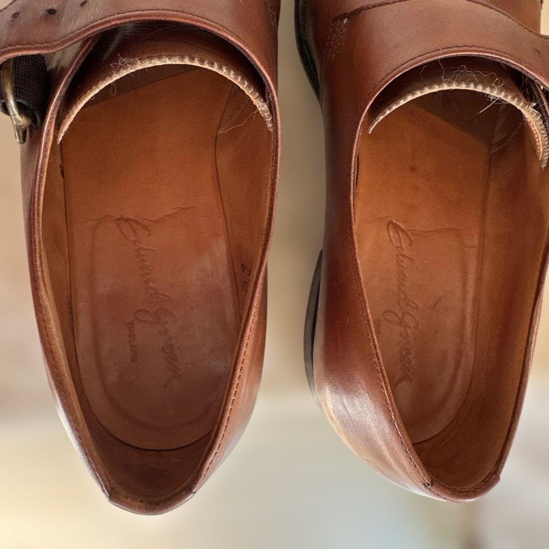 エドワードグリーン　ウィングチップモンクストラップシューズ　ブラウン６D