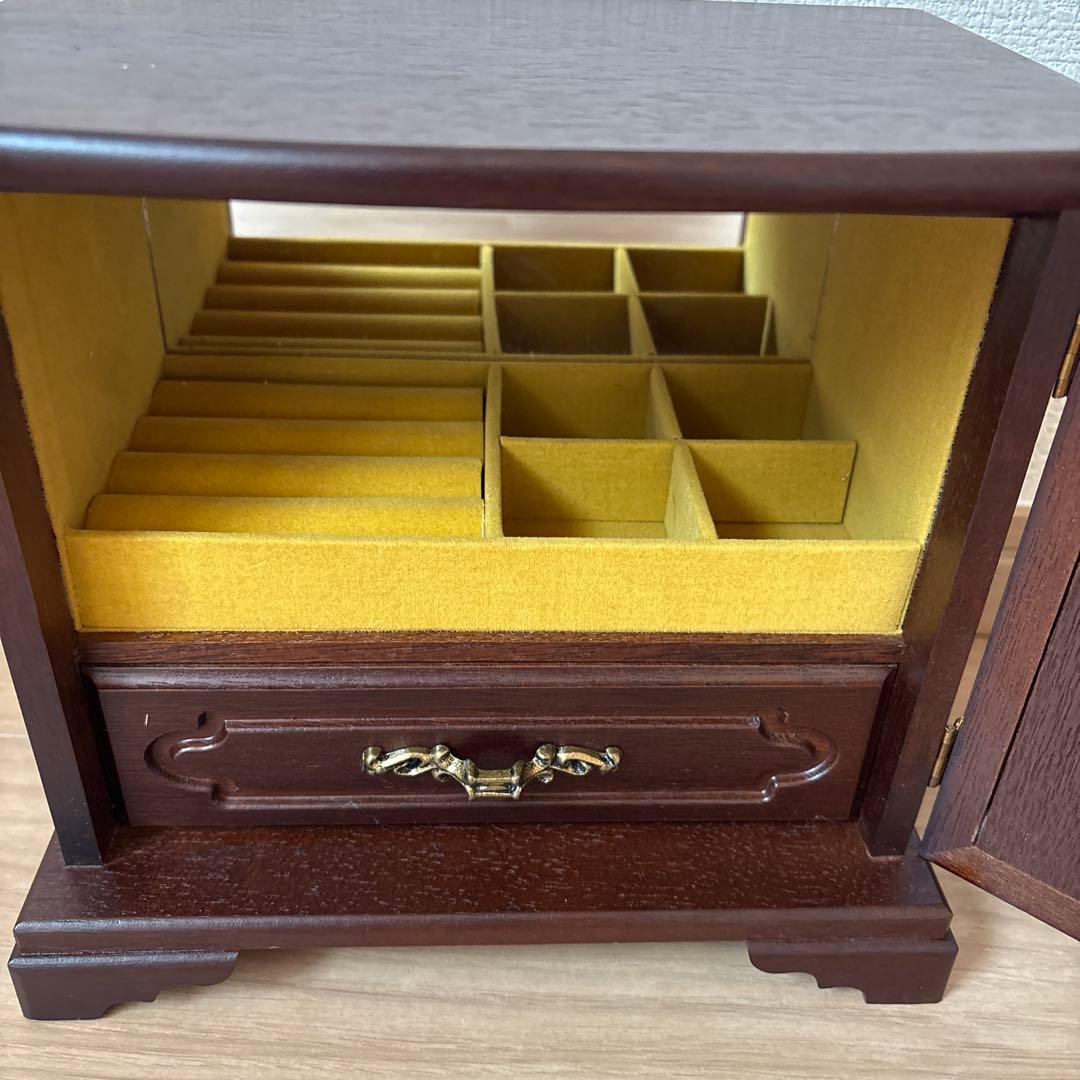 イタリア刺繍 ゴブラン織り 天然木 宝石棚 レトロ アクセサリーボックス