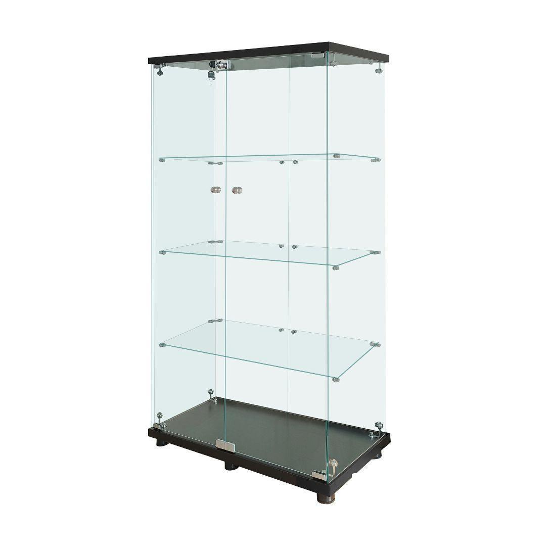 ガラスケース 4段両扉 コレクション フィギュア 棚 ショーケース 黒 2002