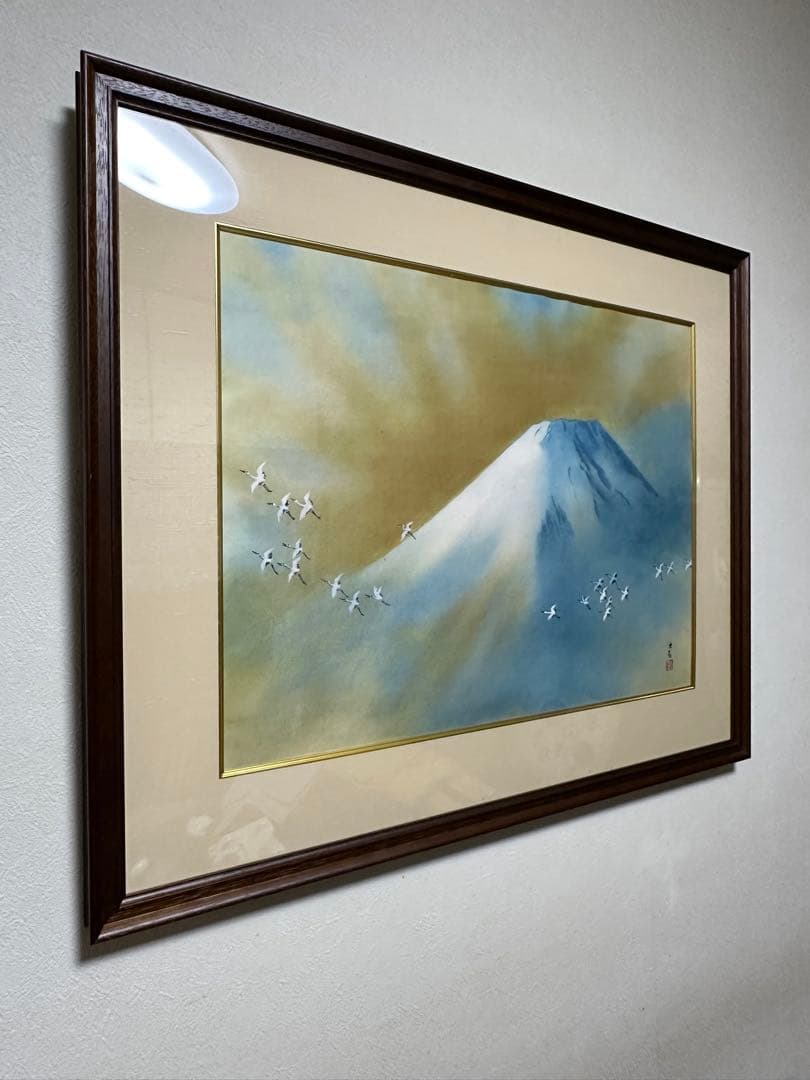 横山大観　作　霊峰飛鶴　リトグラフ　日本画　二重箱　　シール　美品