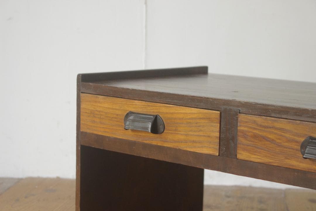 レトロ 文机 ローテーブル 座卓 無垢材 引き出し 抽斗 2杯 花台 展示台