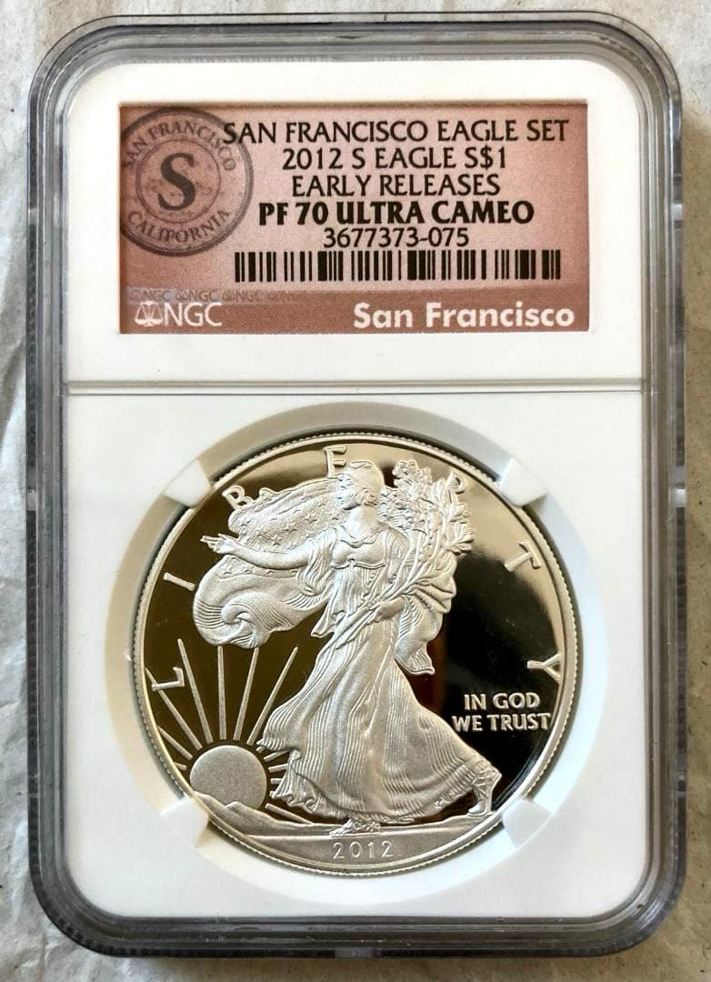NGC最高鑑定★2012年アメリカ1ドル シルバーイーグル銀貨★PF70UCER
