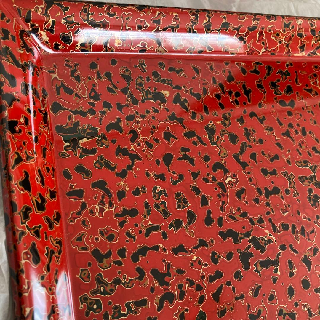 お盆　津軽塗　長手盆　角盆　トレイ　 唐塗 赤　雑貨　初節句　ひなまつり