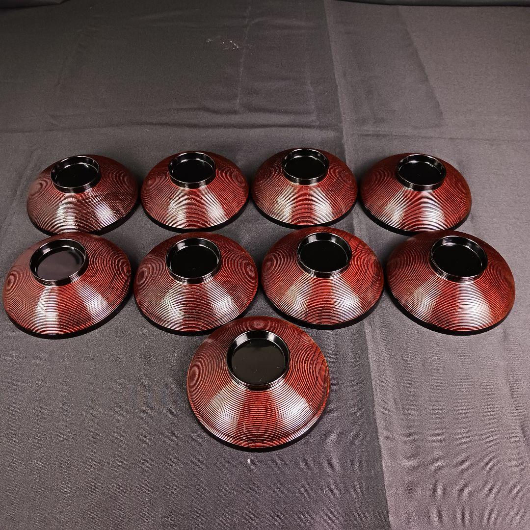 Y3112-1 漆器 貝づくし蒔絵 糸筋椀 9客 共箱