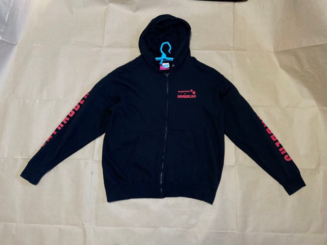 MISHKA×戸山香澄 コラボ パーカー バンドリ 激ロック スウェット 黒