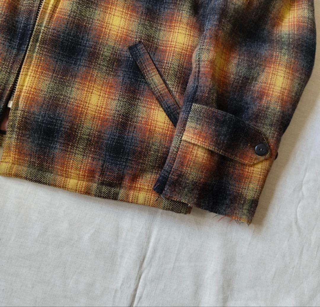 50s 60s オンブレ チェック ウールジャケット CPOジャケット