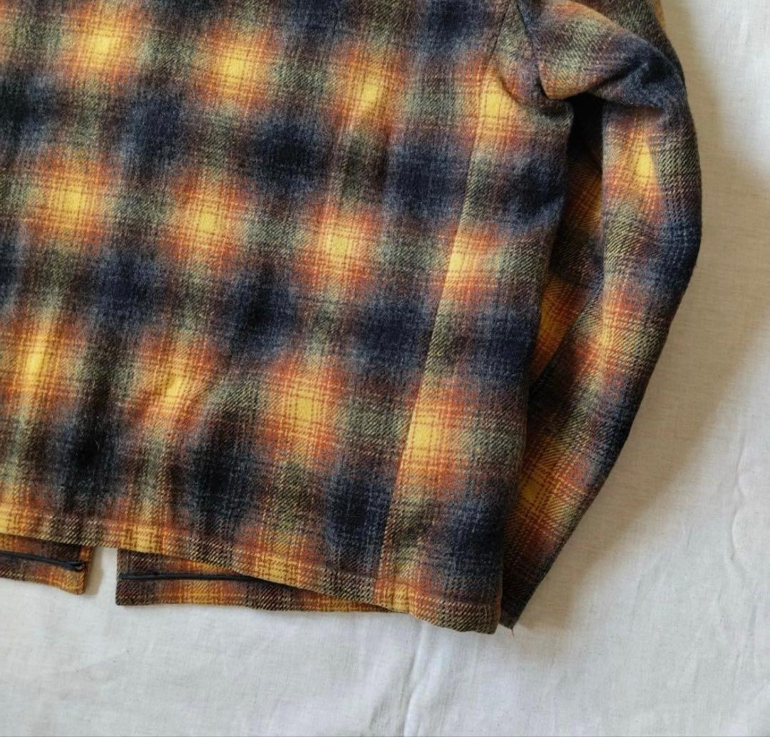 50s 60s オンブレ チェック ウールジャケット CPOジャケット