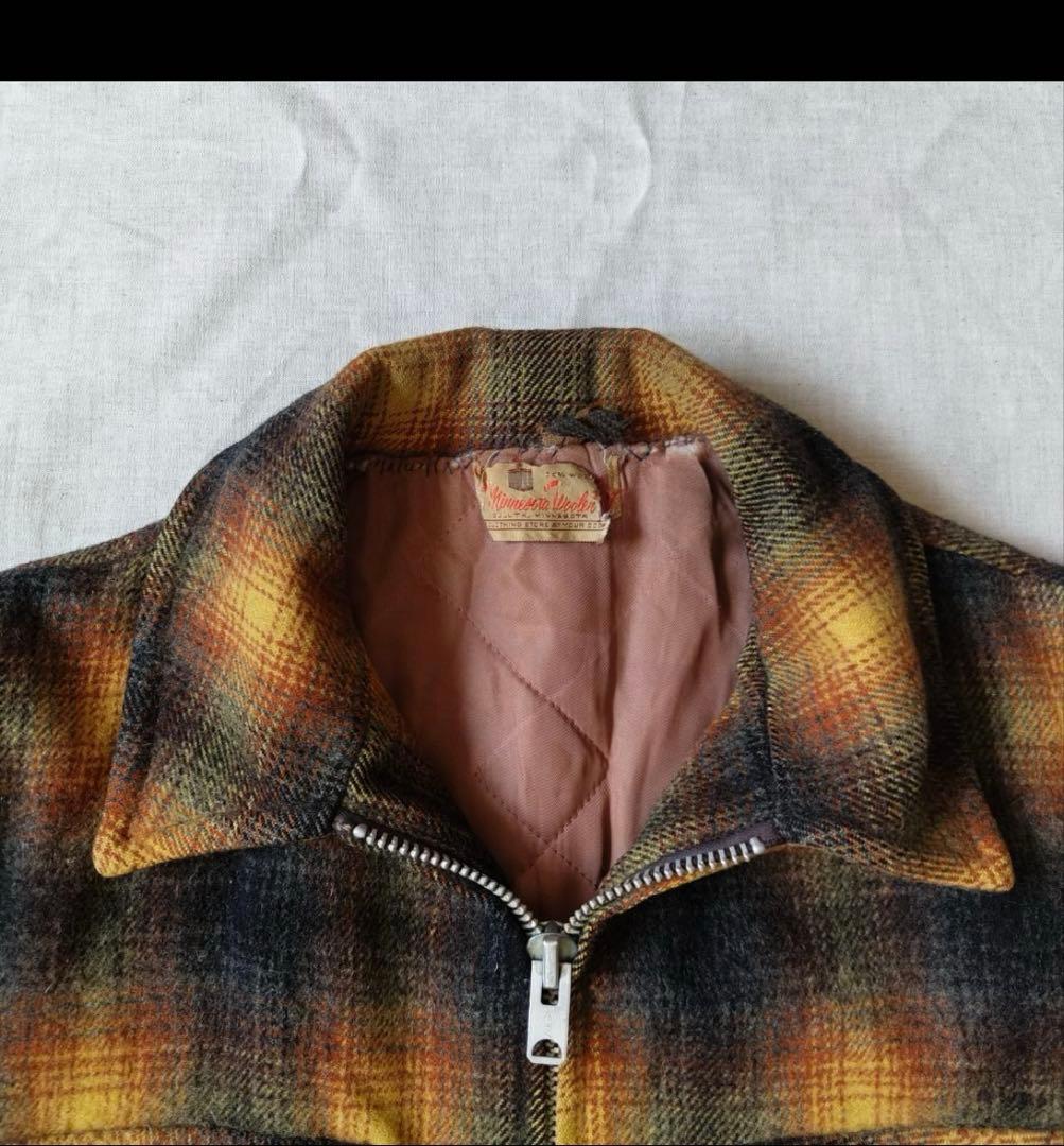 50s 60s オンブレ チェック ウールジャケット CPOジャケット