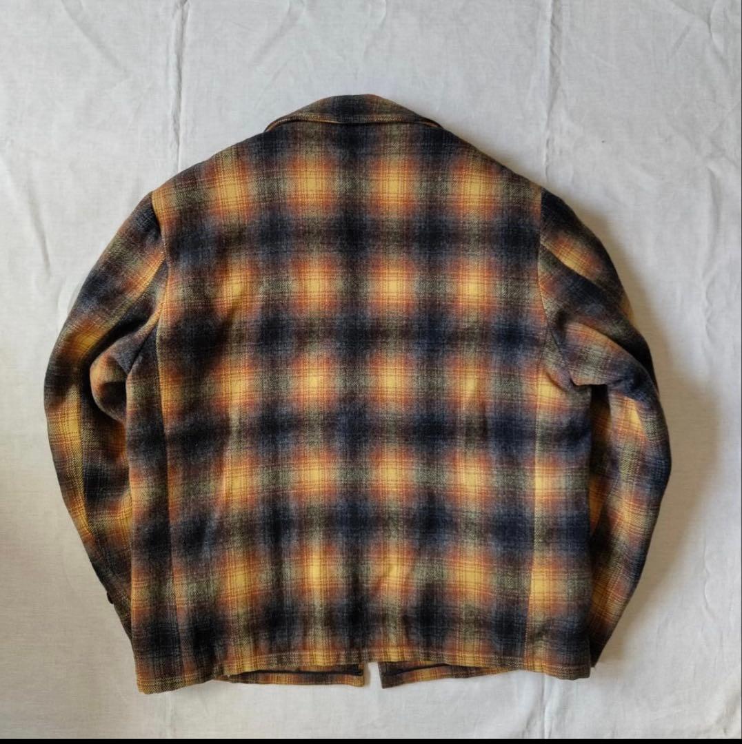 50s 60s オンブレ チェック ウールジャケット CPOジャケット