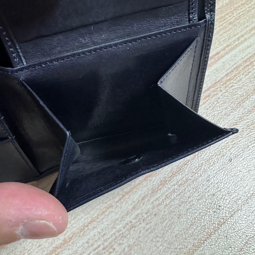 美品/LOEWEロエベ 二つ折り財布 アナグラム レザー ネイビー