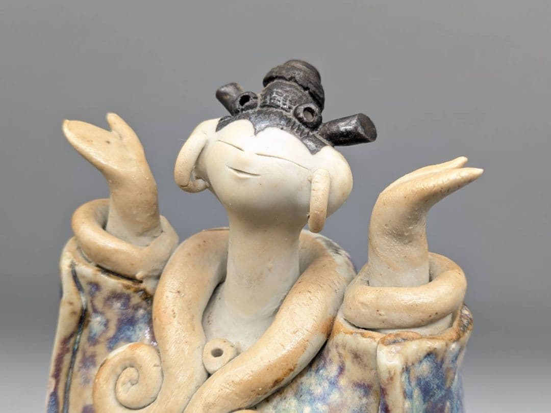 青芳人形 初代青芳 念ずれば花ひらく 砥部焼 置物 坂村真民 森本青芳