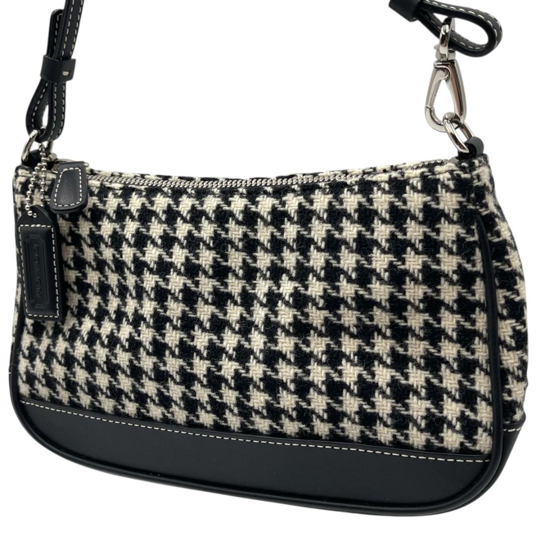 COACH 7728 千鳥柄 アクセサリーポーチ ハンドバッグ ウール レザー